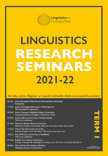 Linguistics at Huddersfield seminar series autumn 2021